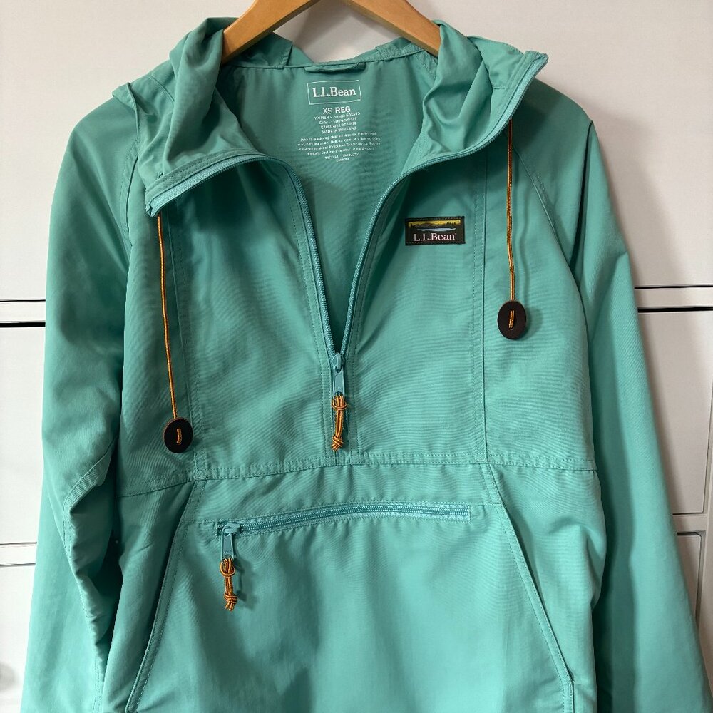 LL Bean Anorak Windbreaker, teal, size xs